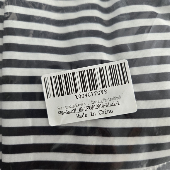 Fashion Casual Drawstring Elastic Waist Womens Stripe Wide Leg Pants. Bl… - Picture 9 of 9